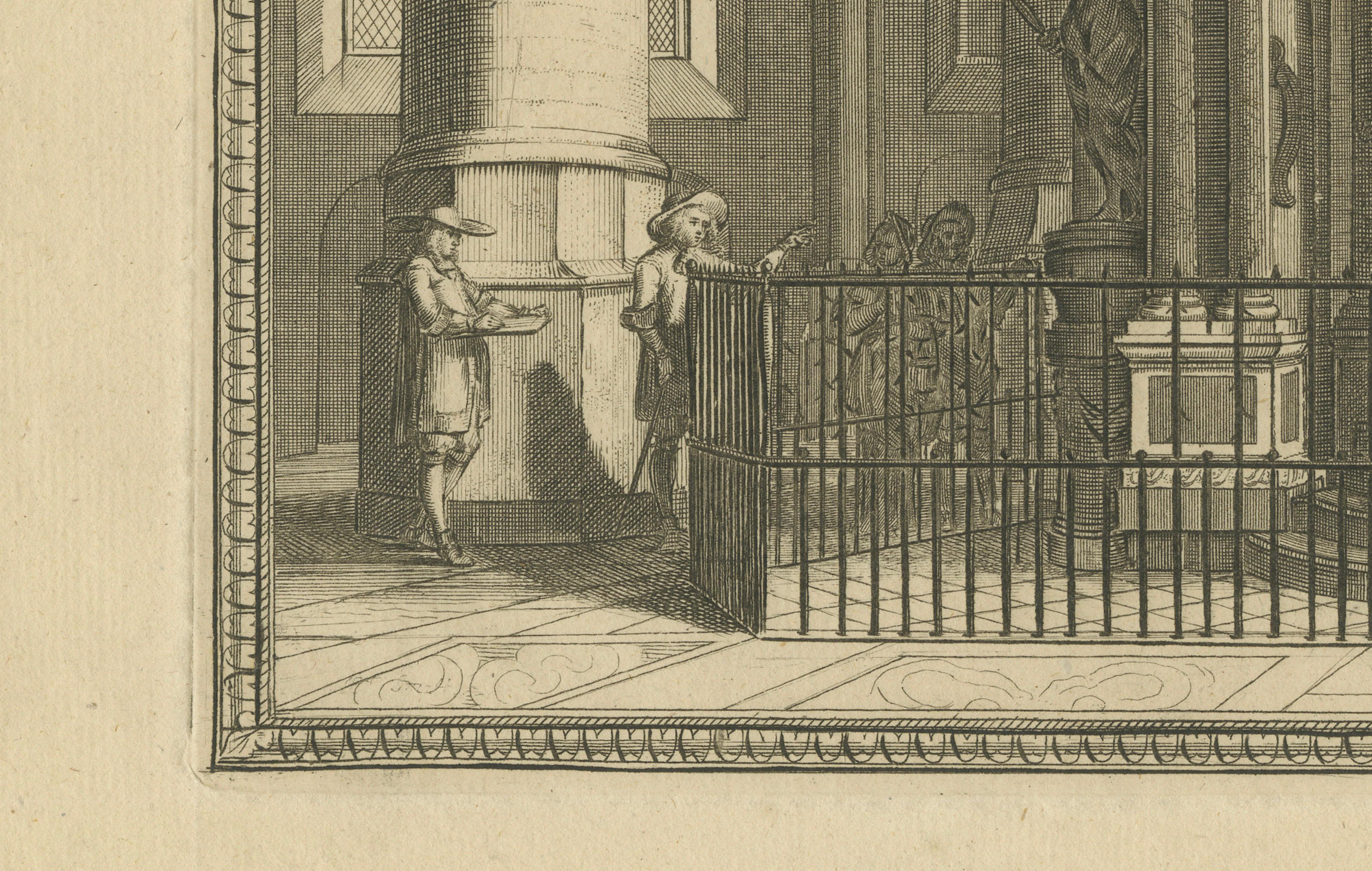 Paper Tomb of William the Silent – Nieuwe Kerk Delft – Dutch Engraving circa 1750 For Sale