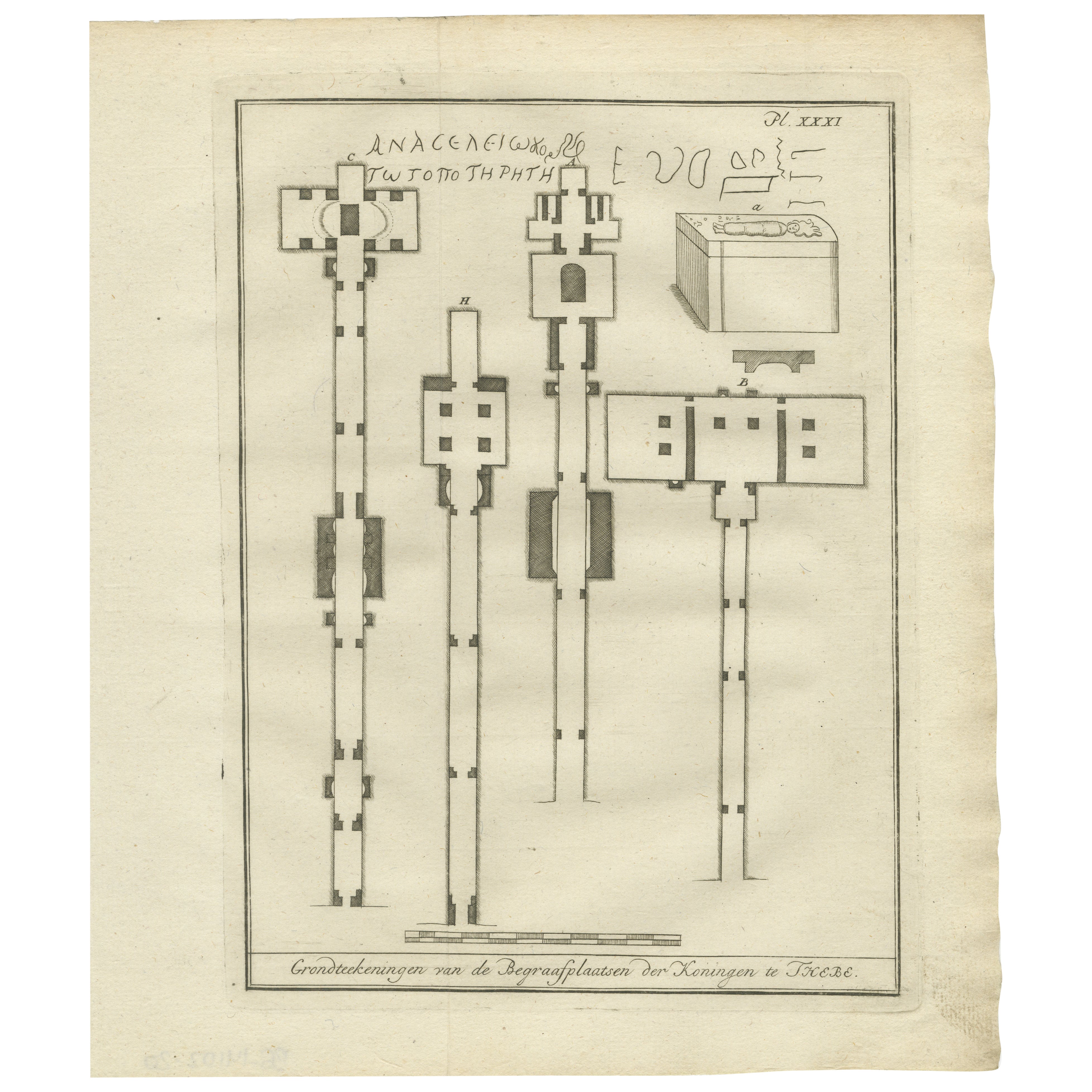 Plans des tombes des rois à Thèbes - Aménagement de la Vallée des rois, Égypte 1776