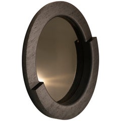 Tomba 60" Round Mirror in Black Maykume and Bronze by May Furniture