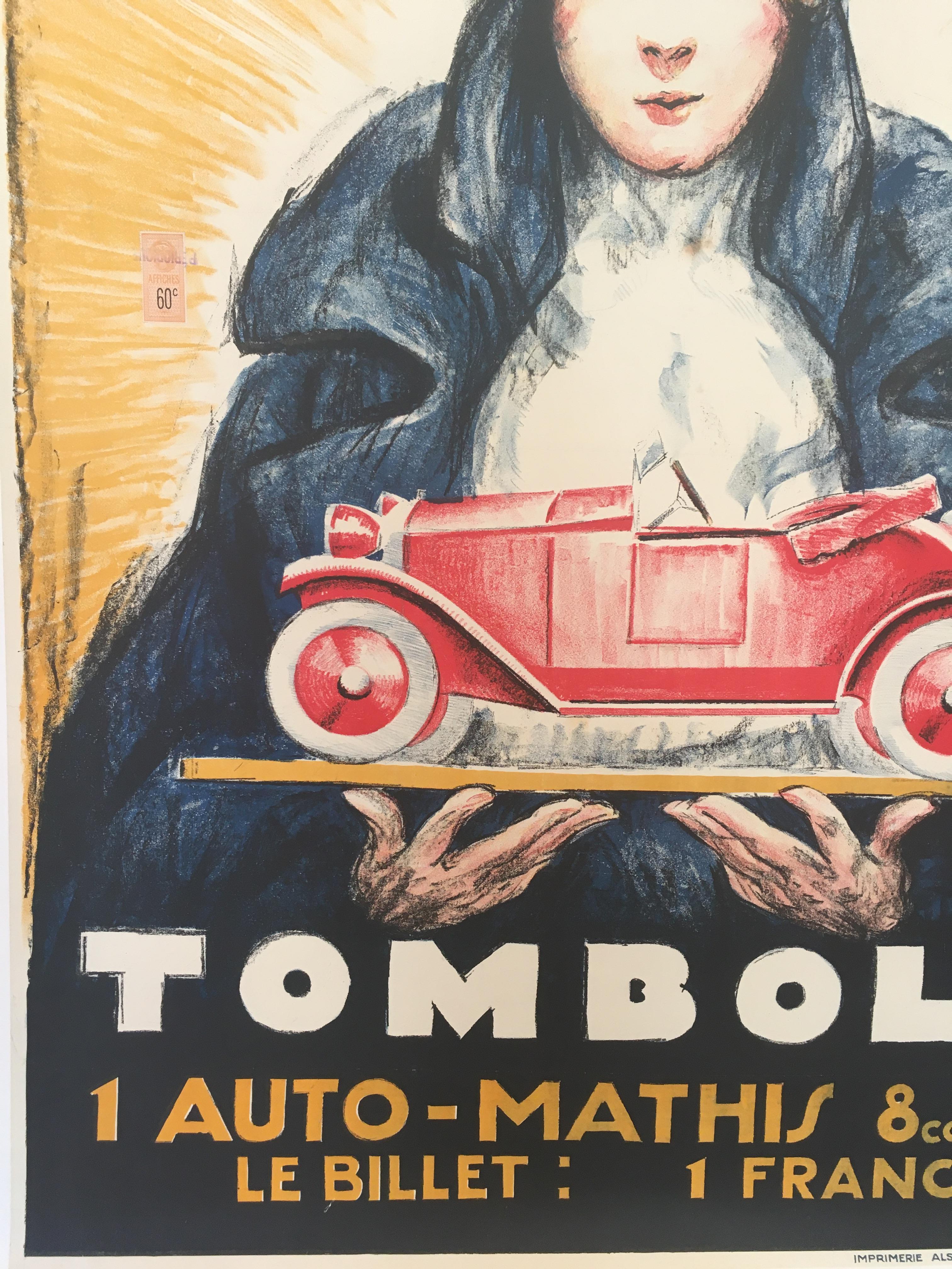 'TOMBOLA', Original Vintage French Art Deco Advertising Poster For Sale 2