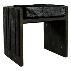 Tomboy Stool in Coal Black Shagreen and Fur Cover by R&Y Augousti