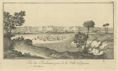 Tombs near Esna, Egypt – Nile Landscape by Norden, Copper Engraving 1755