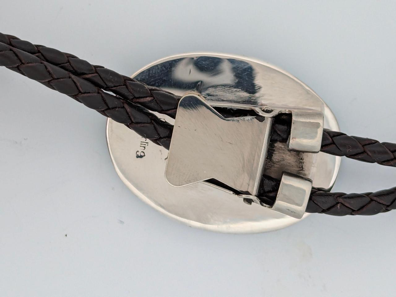 Tombstone Bolo  Handmade Bolo Tie by Rob Sherman with Green Kingman Turquoise In New Condition In Greeneville, TN