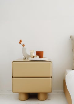 Tombul 2-Drawer Nightstand with Push-to-Open Mechanism, Butter Beige