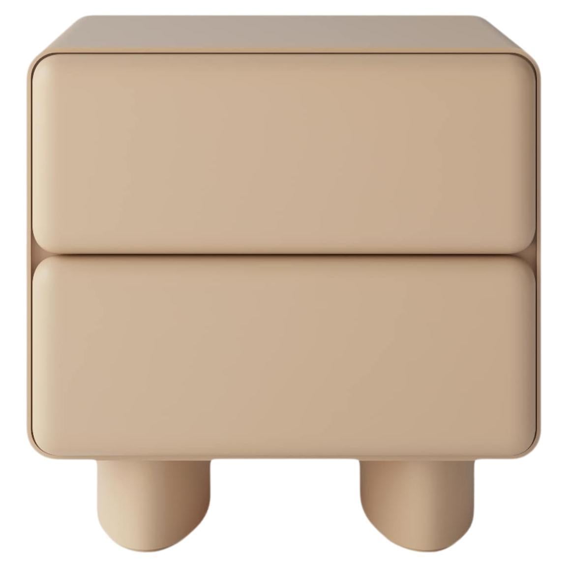 2-Schubladen-Nachttisch vonbul mit Push-to-Open-Mechanismus, Butterbeige Farbe im Angebot