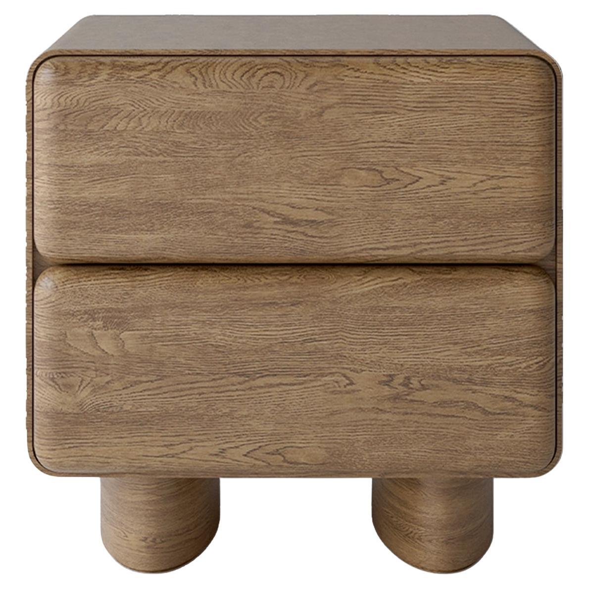 Tombul 2-Drawer Nightstand with Push-to-Open Mechanism, Honey Oak