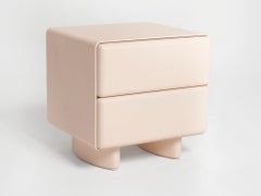 Comodino a 2 cassetti Tombul con meccanismo di apertura a spinta, Salmone
