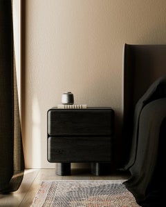 Tombul 2-Drawer Nightstand with Push-to-Open Mechanism, Smoked Oak
