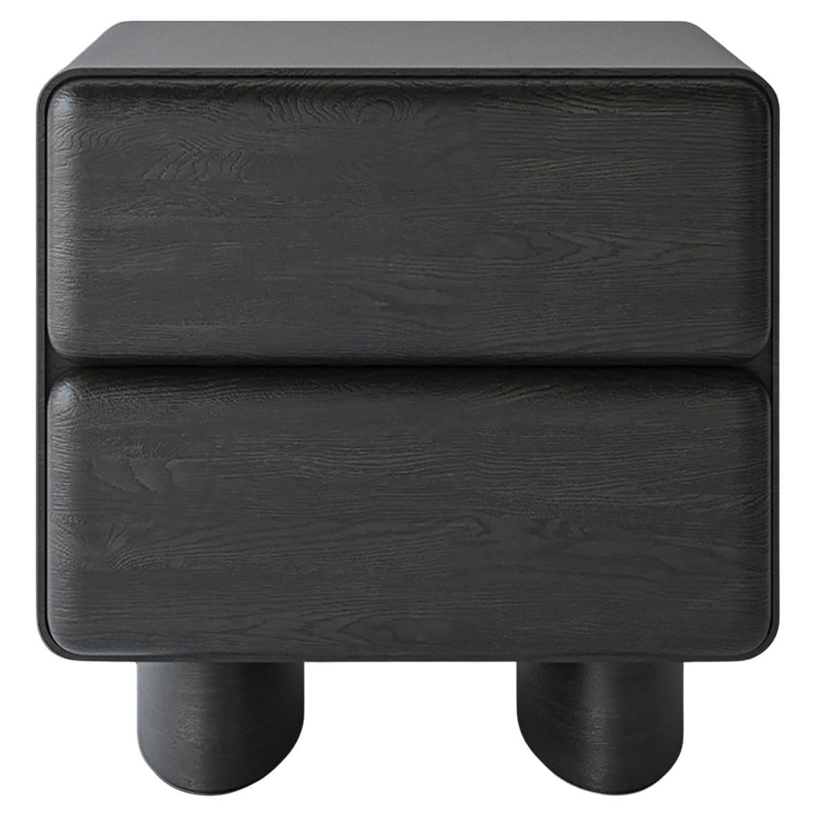 Tombul 2-Drawer Nightstand with Push-to-Open Mechanism, Smoked Oak