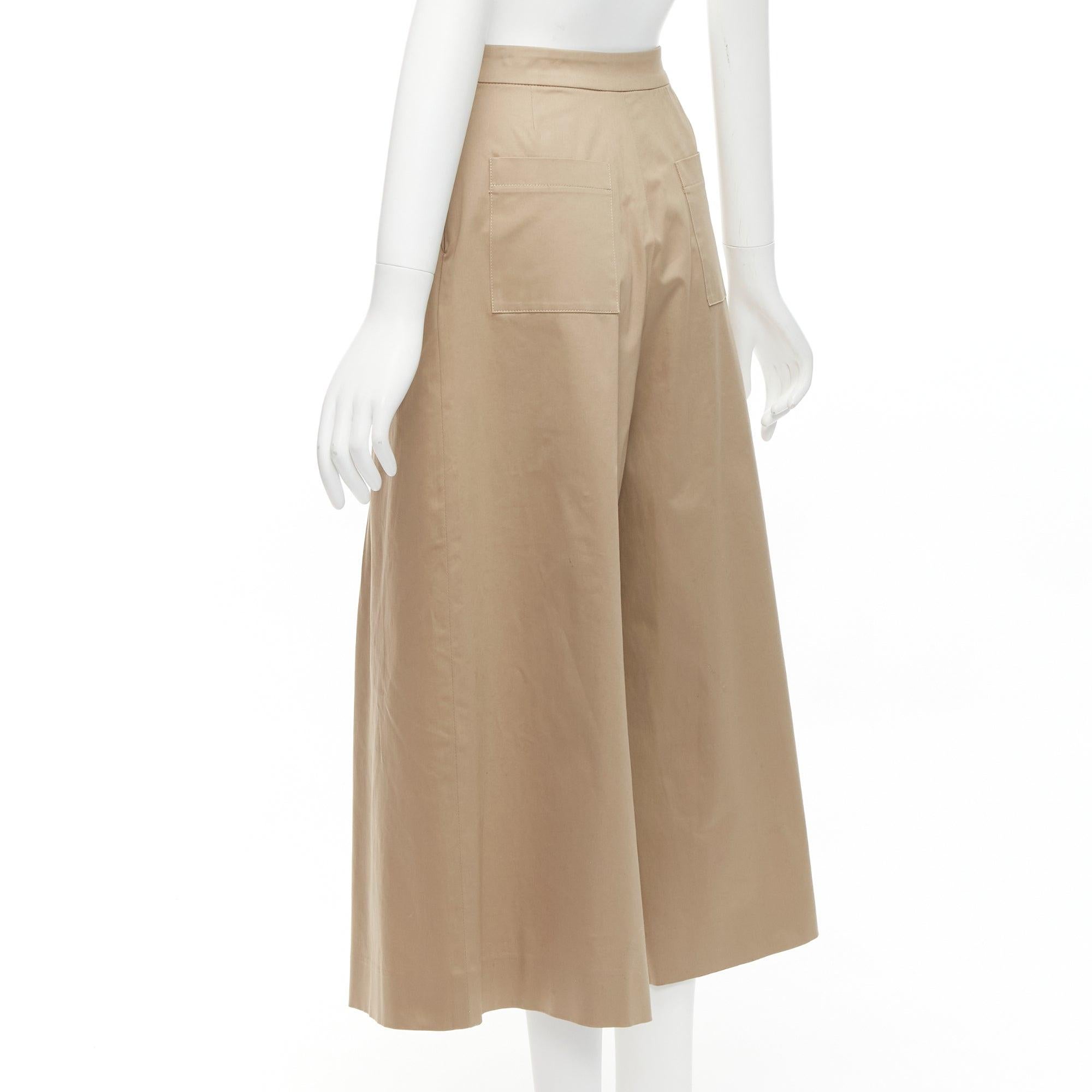 TOME 100% coated cotton tan brown pleated front wide leg pants US2 S For Sale 1