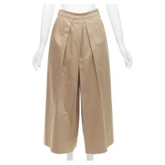 TOME Pantalones de pernera ancha con pliegues delanteros, 100% algodón recubierto, marrón tostado US2 S