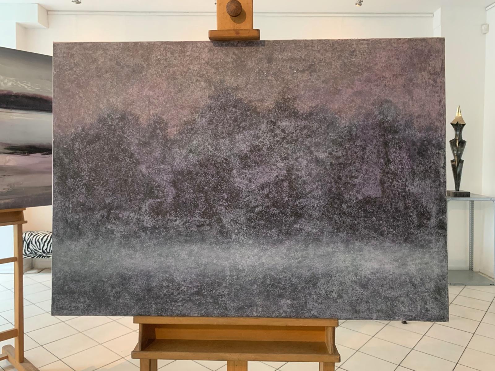 Horizonte de fusión. Pintura contemporánea de paisaje, Acrílico, Abstracto, Arte polaco - Abstract Painting Gris de Tomek Mistak