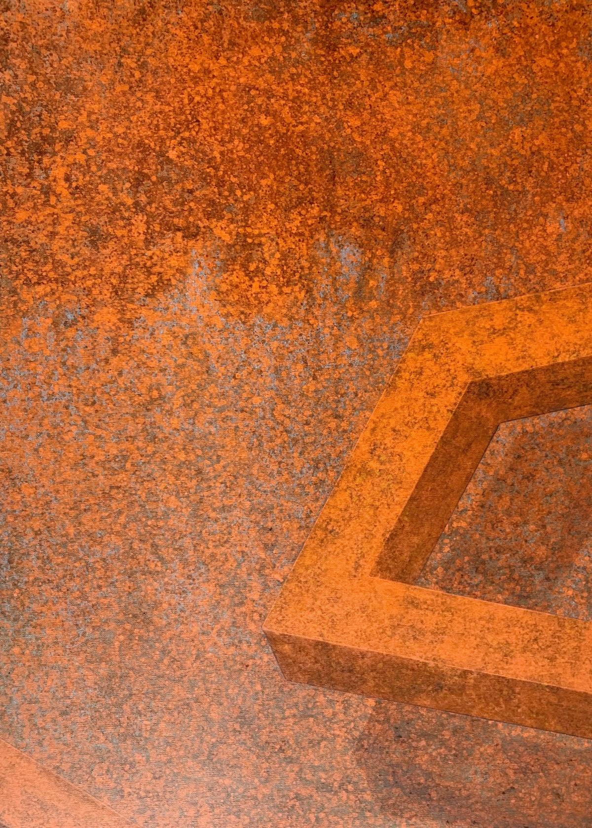 Levitazione. Pittura ad acrilico, astratto monocromatico industriale, artista polacco - Painting di Tomek Mistak