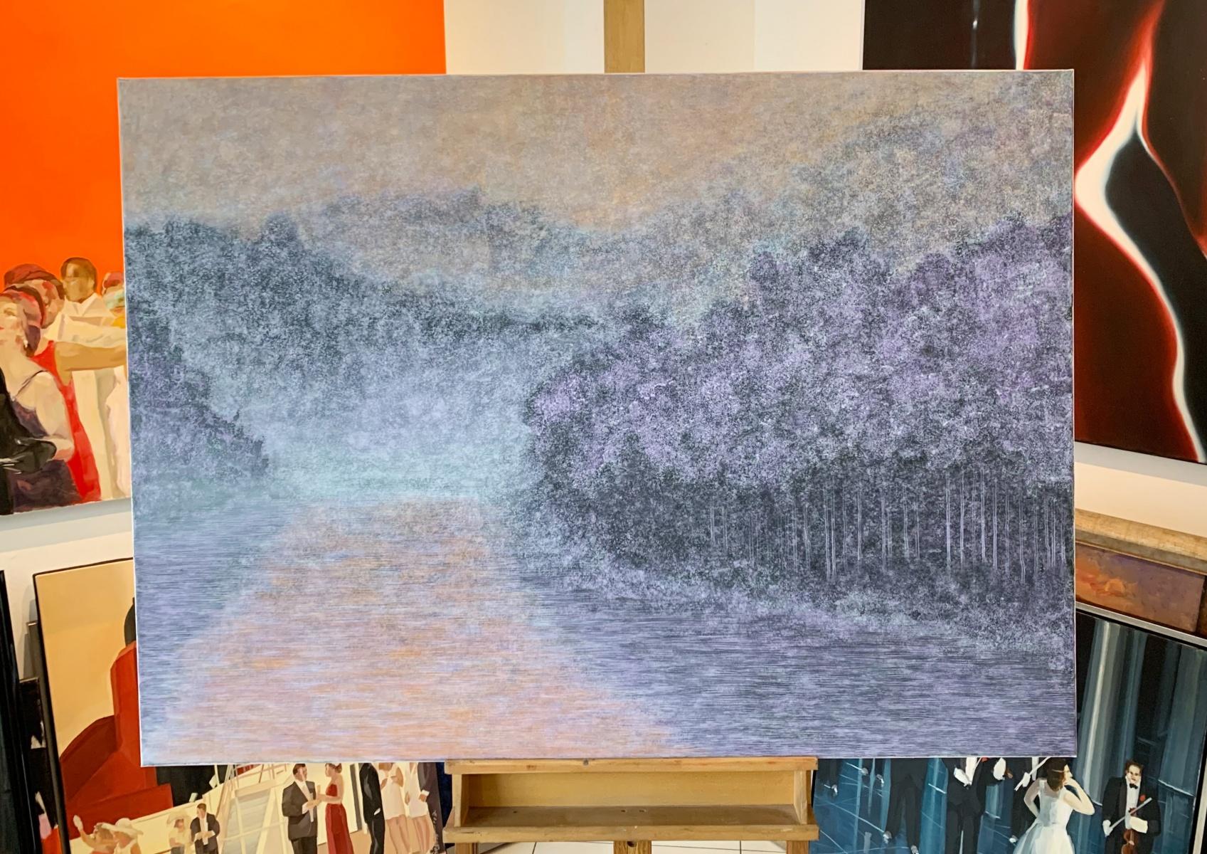 Melting of horizon - Acrylics Painting, Landscape & Abstract painting, Purple - Gray Landscape Painting by Tomek Mistak