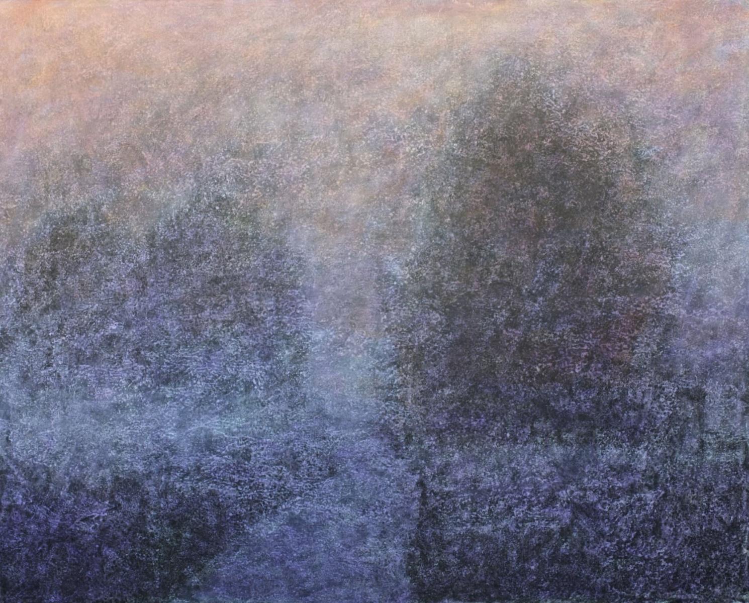Melting of horizon - Acrylmalerei, Landschafts- und abstraktes Gemälde, Lila