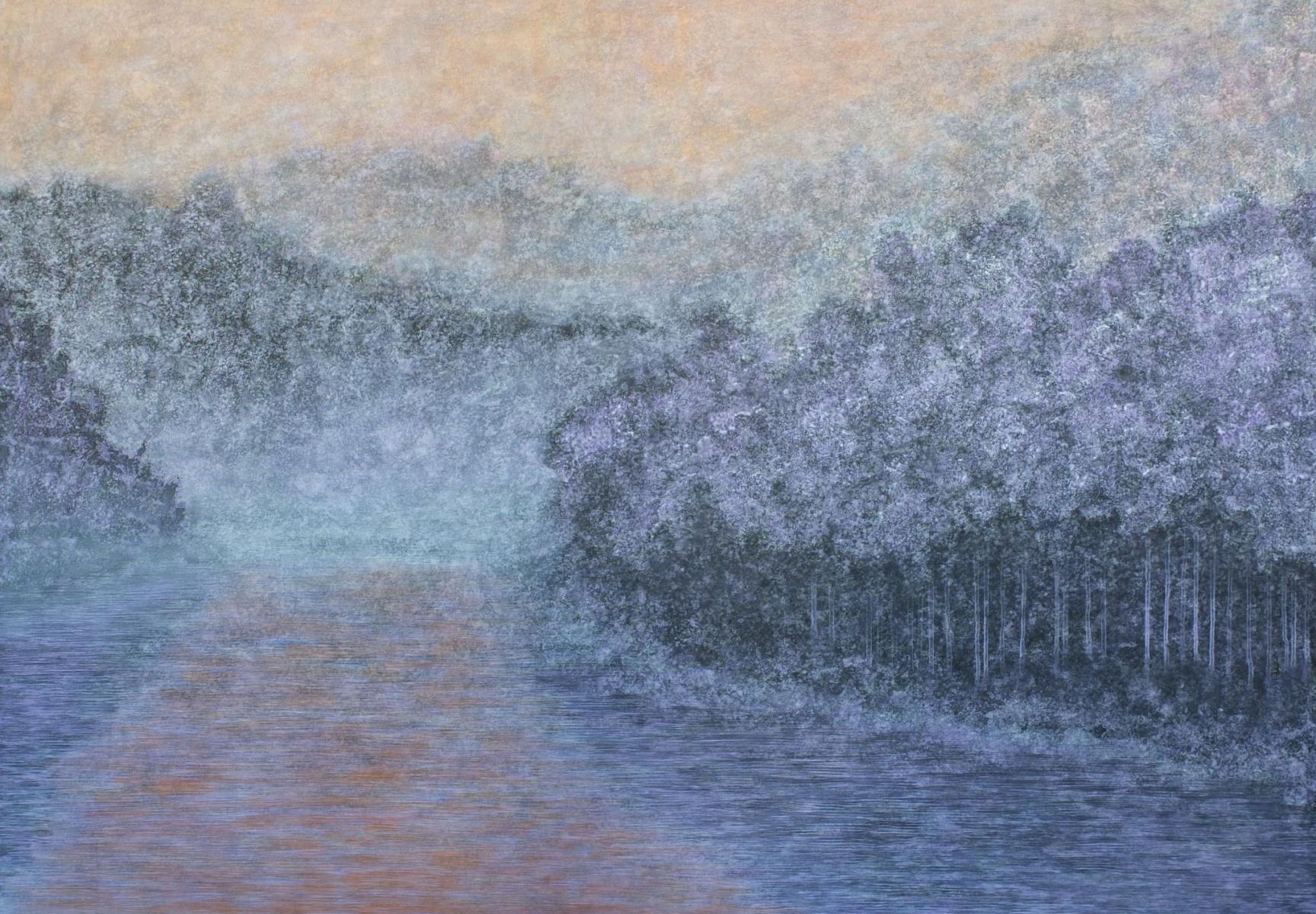 Tomek Mistak Landscape Painting - Melting of horizon - Acrylics Painting, Landscape & Abstract painting, Purple