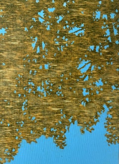 Ruido. Pintura acrílica, Paisaje acuático y abstracto, Verde y azul, Artista polaco