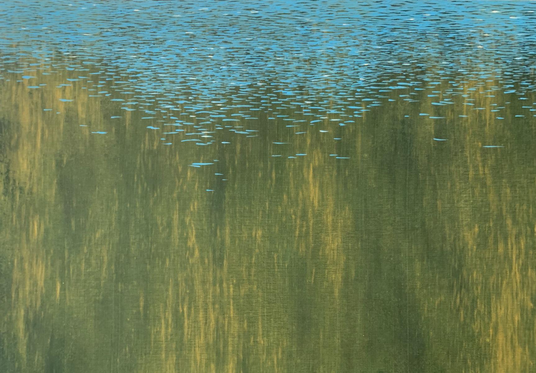 Rumore. Pittura ad acrilico, Paesaggio acquatico e astratto, Greene & Greene, artista polacco - Landscape Painting Nero di Tomek Mistak