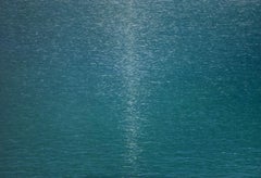 Le bruit. Peinture à l'acrylique, paysage aquatique et abstrait, vert et bleu, artiste polonais