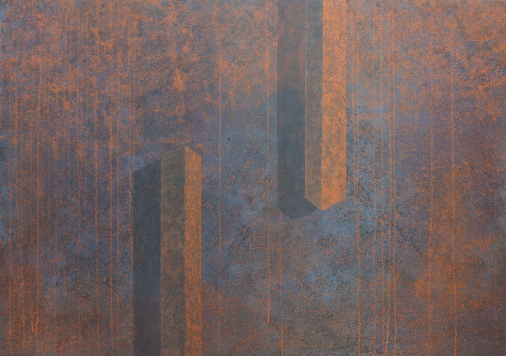 Landscape Painting di Tomek Mistak - Parallele... Pittura acrilica, Astrazione monocromatica industriale, Arte polacca