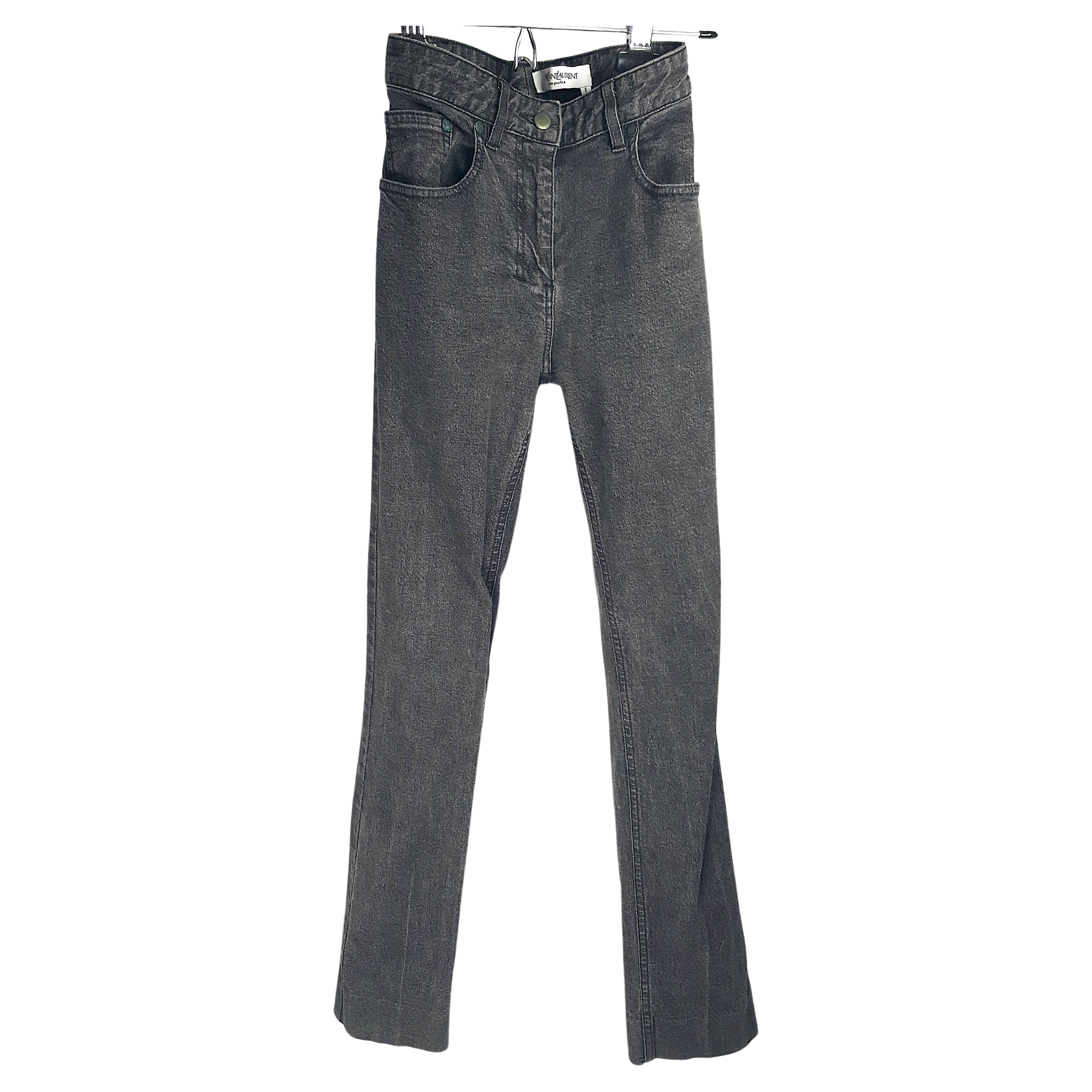 TomFord For YvesSaintLaurent RiveGauche Slim StraightLeg Black FineDenim Jeans For Sale 1