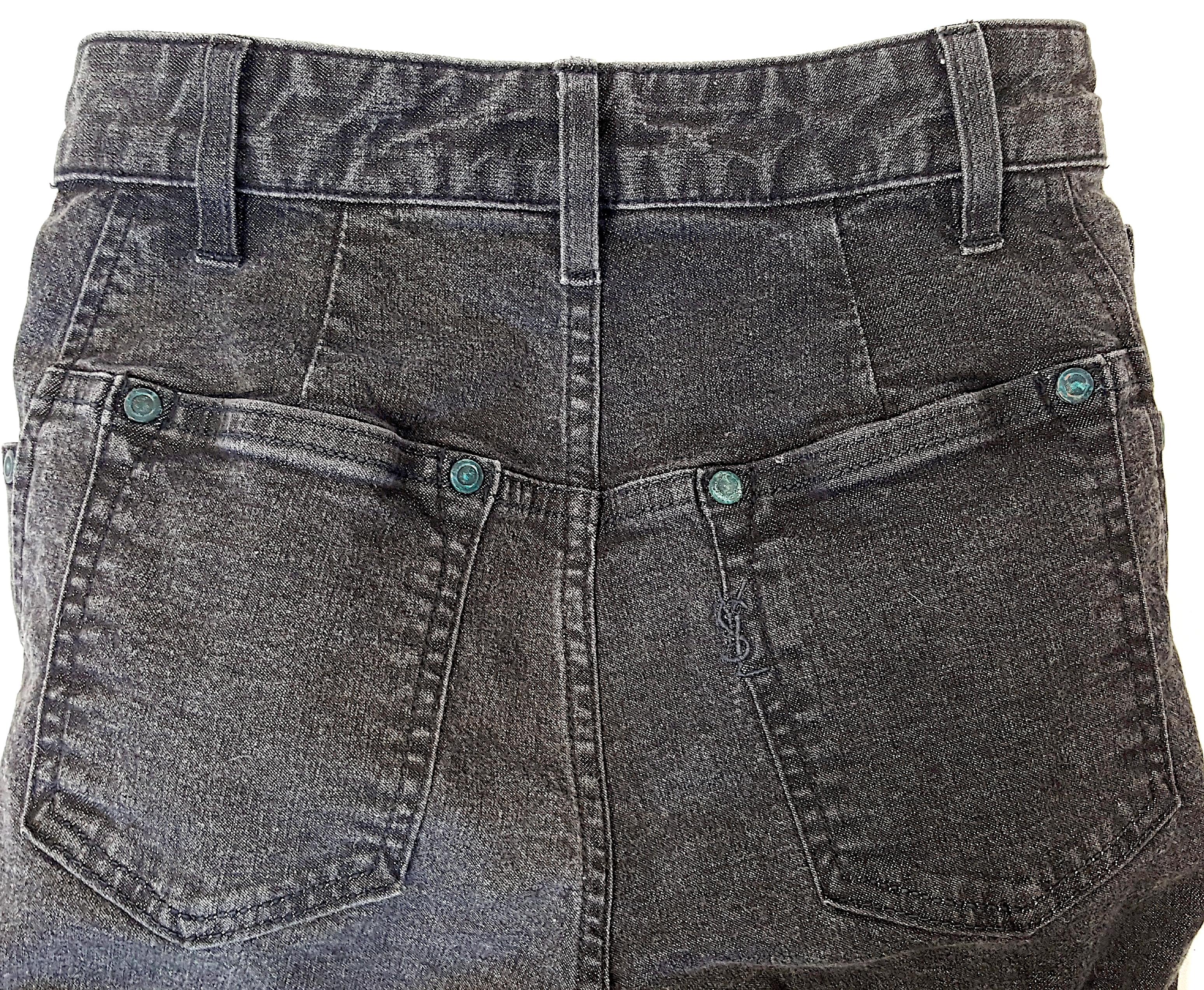 TomFord For YvesSaintLaurent RiveGauche Slim StraightLeg Black FineDenim Jeans For Sale 3