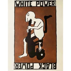 1967 Cartel original de Tomi Ungerer - Poder negro - Poder blanco - Racismo