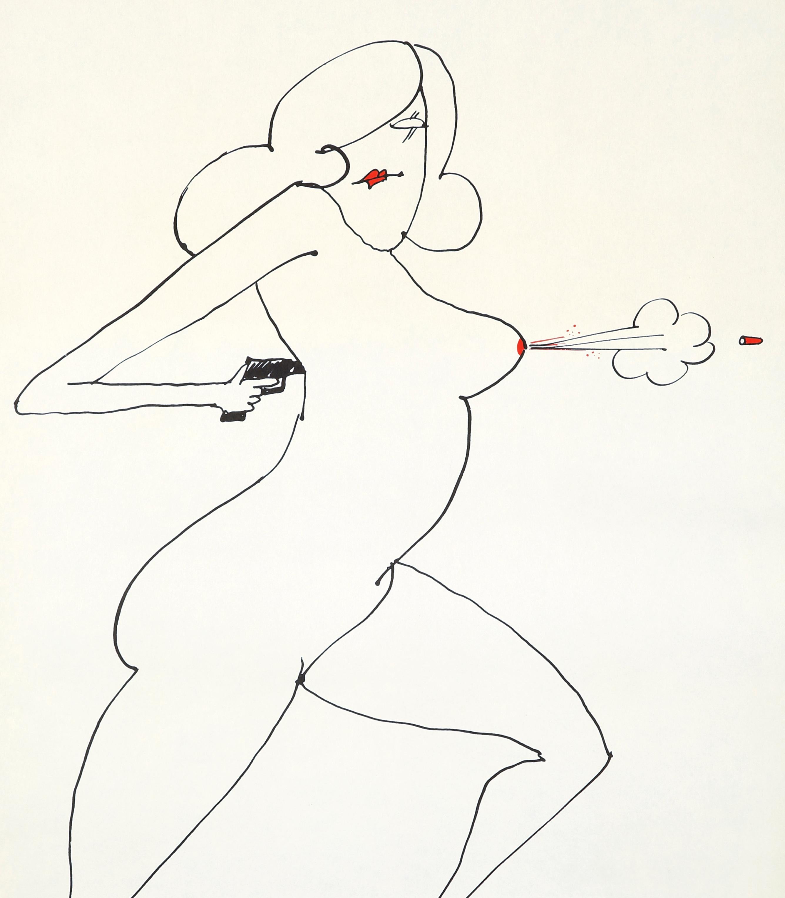 Tomi Ungerer Nude Gun: una selezione da Underground Sketchbook:

Prima stampa, 1965.
Mezzo di comunicazione: Poster d'epoca.
Dimensioni: 23 pollici x 29 pollici (58,42 cm x 73,66 cm).
Condizioni generali molto buone; lievi segni di manipolazione.