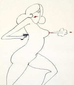 Tomi Ungerer Nude Gun Vintage Poster, 1965, Unsigned, 23x29 in.