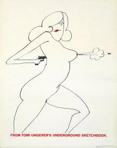 Tomi Ungerer Nude Gun Vintage Poster, 1965, Unsigned, 23x29 in.