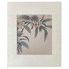 Tomikichiro Tokuriki - Impression japonaise sur bois signée représentant un écureuil et des châtaigniers