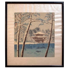 Tomikichiro Tokuriki Peinture sur bois « Scène de neige sans titre » I