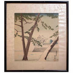 Tomikichiro Tokuriki - Peinture sur bois « Scène de neige sans titre » II