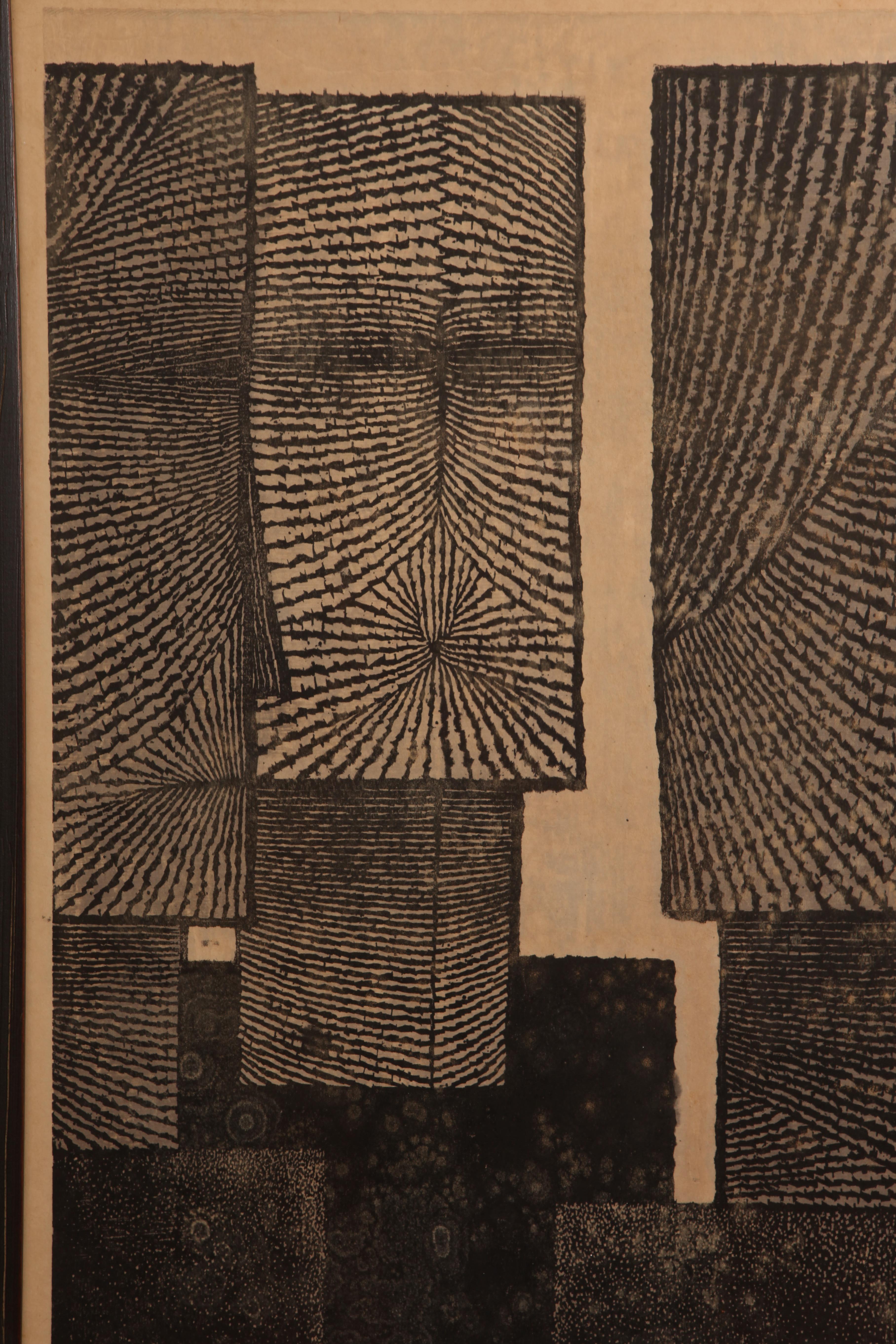 A stunning and dramatic woodblock print from Tomio Kinoshita (1923-2014) called 