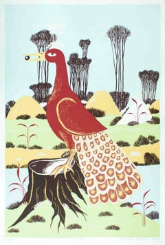 Ptica - Original Screen Print by T.P. Rvat - 1974