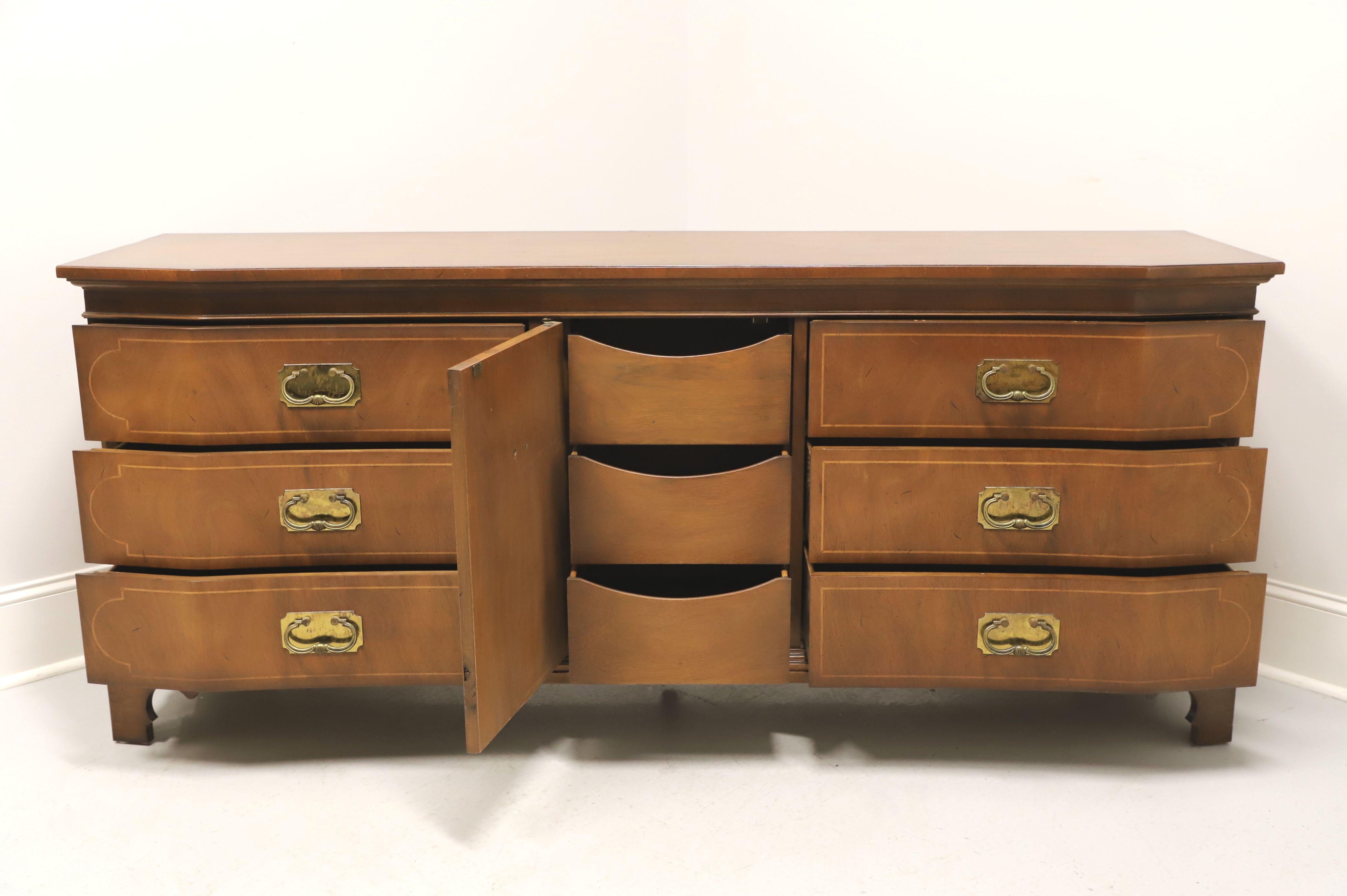 American TOMLINSON 1960's Asian Inspired Triple Dresser with String Inlay For Sale