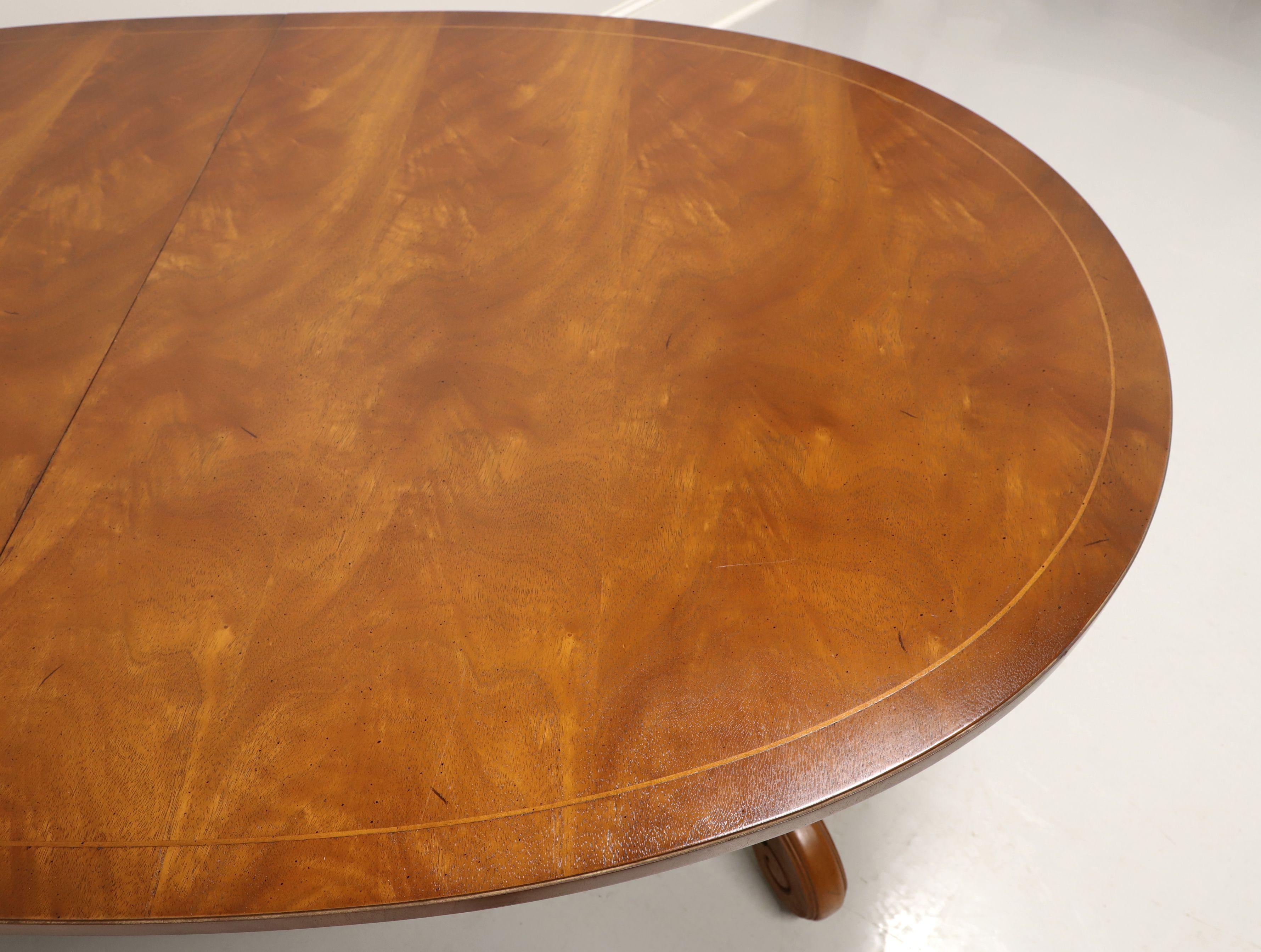 20th Century TOMLINSON 1960's Neoclassical Banded Mahogany Oval Dining Table