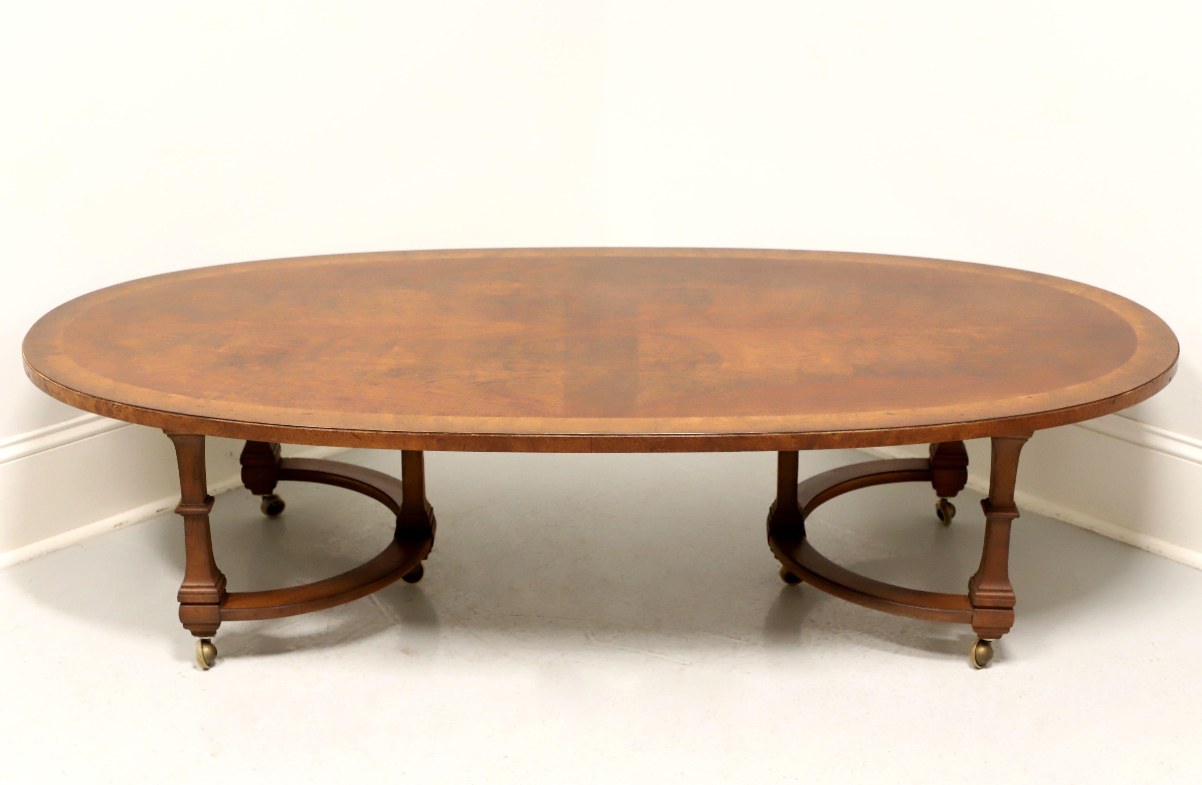 TOMLINSON 1960's Neoclassical Banded Oval Coffee Table In Good Condition In Charlotte, NC