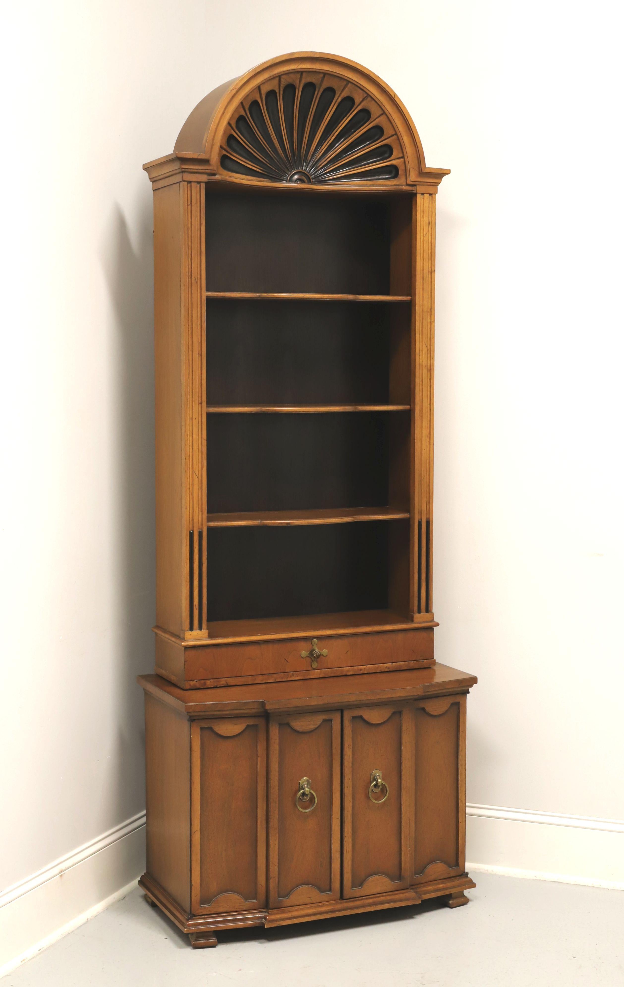 TOMLINSON 1960's Neoclassical Console Cabinet with Carved Arch Bookcase For Sale 4