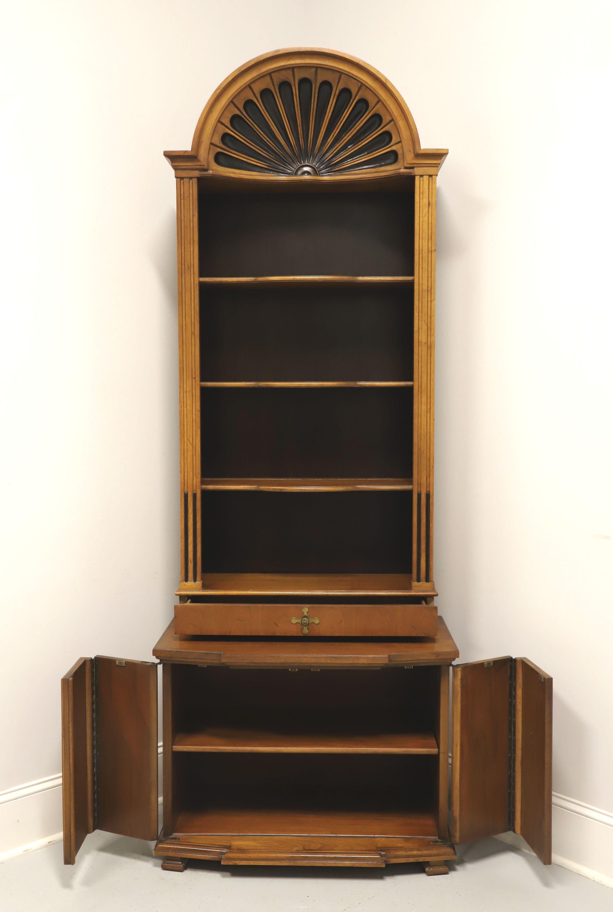 American TOMLINSON 1960's Neoclassical Console Cabinet with Carved Arch Bookcase For Sale