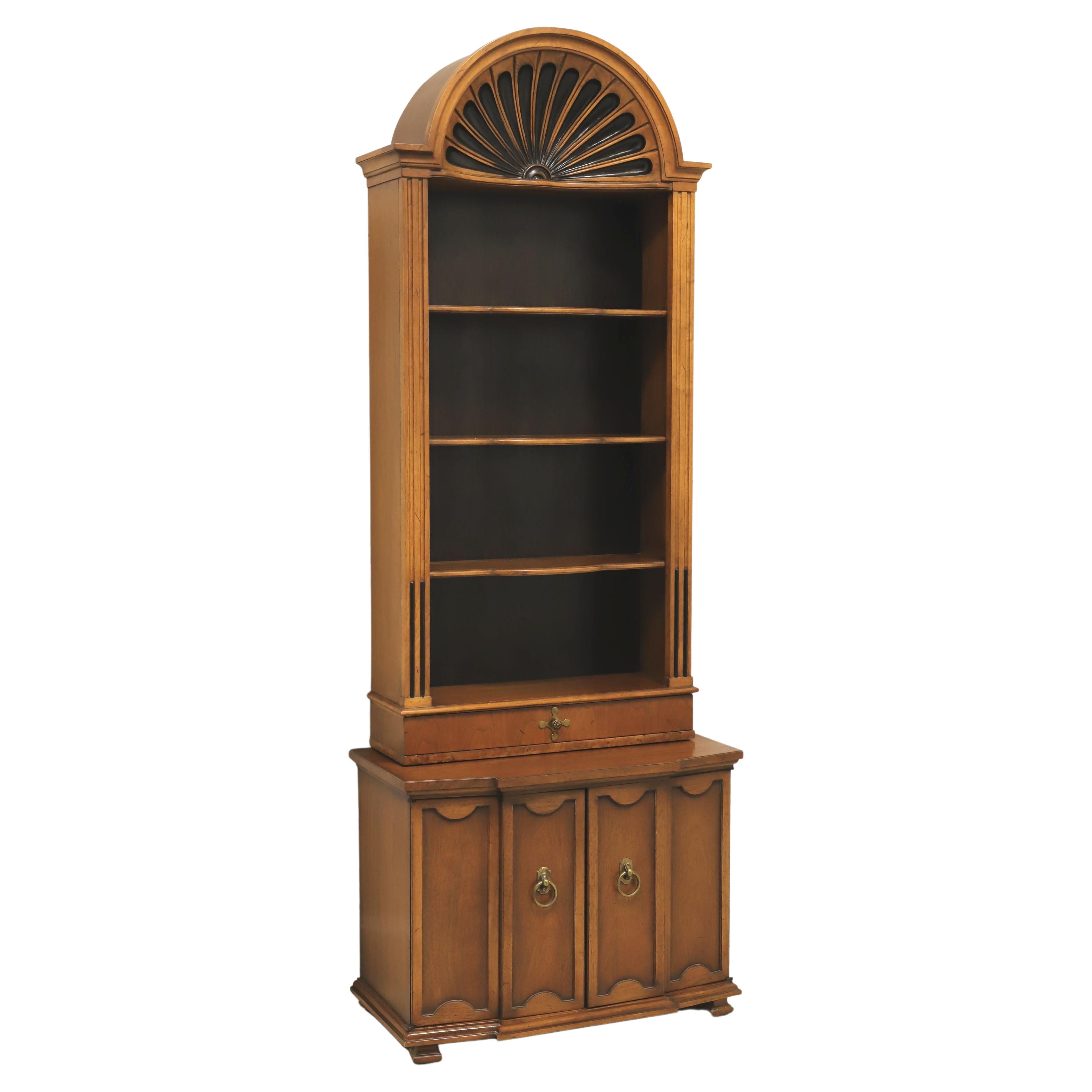 TOMLINSON 1960's Neoclassical Console Cabinet with Carved Arch Bookcase