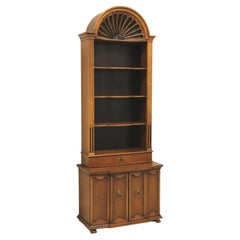TOMLINSON 1960's Neoclassical Console Cabinet with Carved Arch Bookcase