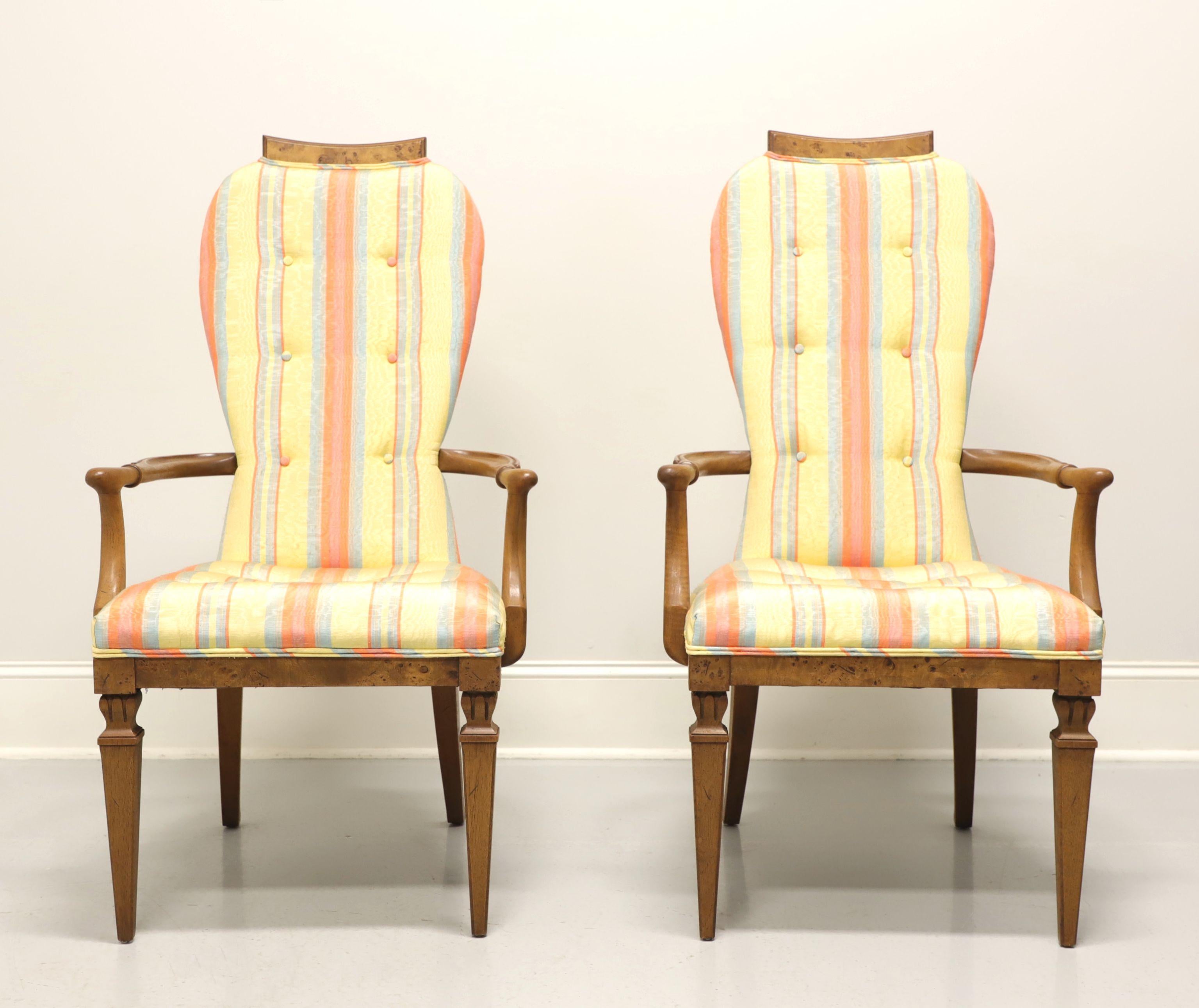 American TOMLINSON 1960's Neoclassical Upholstered Dining Armchairs - Pair For Sale