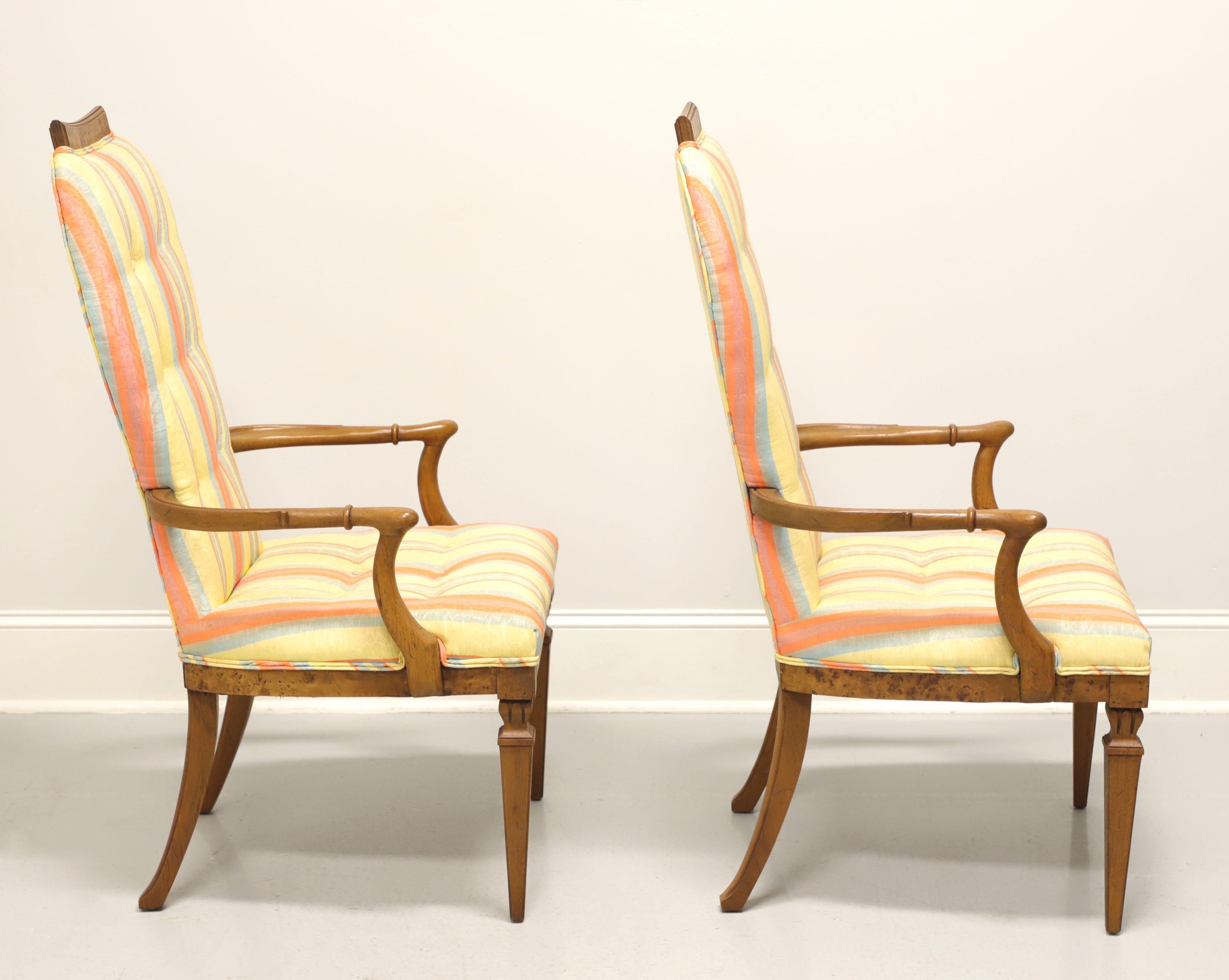 TOMLINSON 1960's Neoclassical Upholstered Dining Armchairs - Pair In Good Condition For Sale In Charlotte, NC