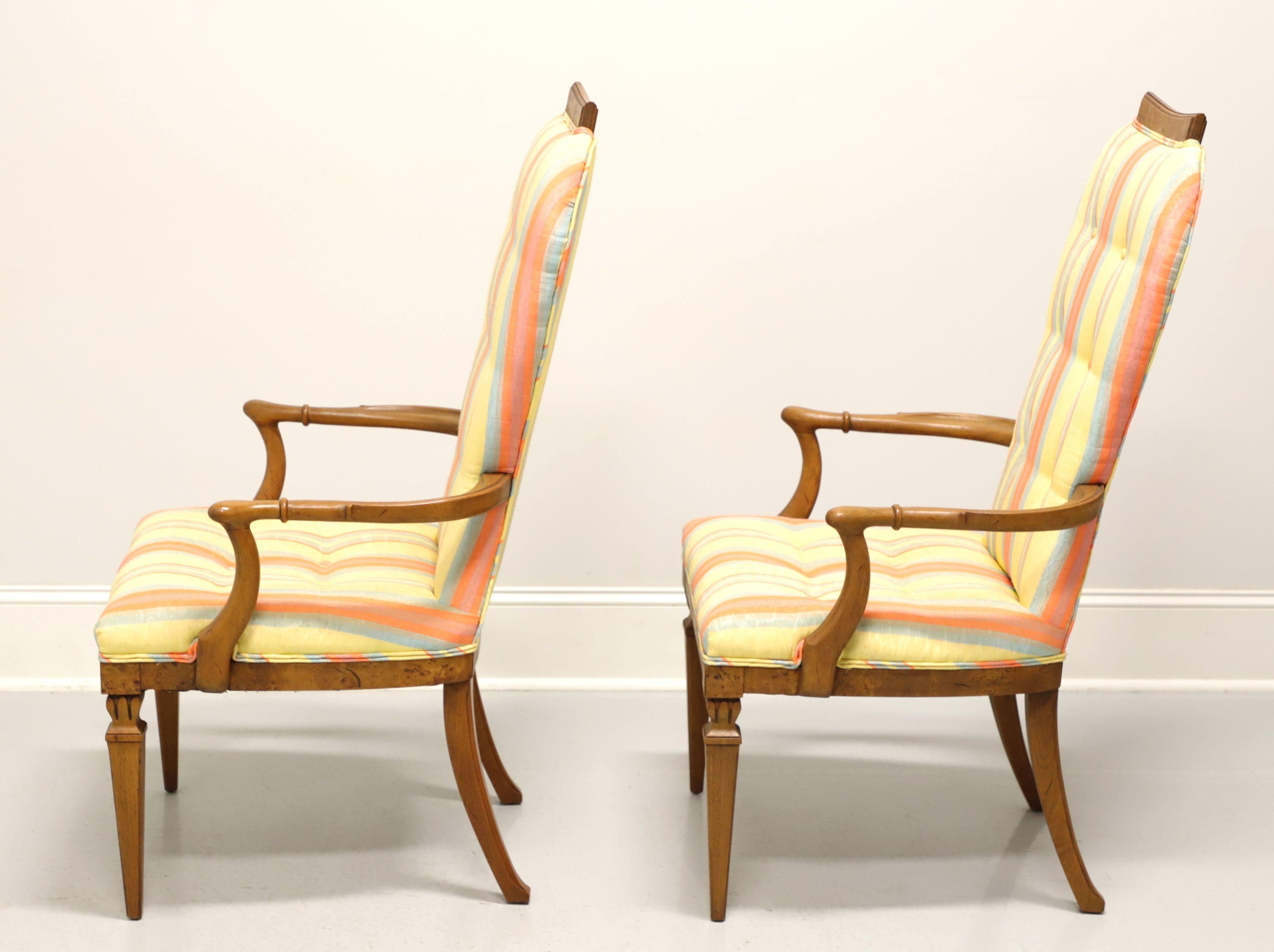 Fabric TOMLINSON 1960's Neoclassical Upholstered Dining Armchairs - Pair For Sale