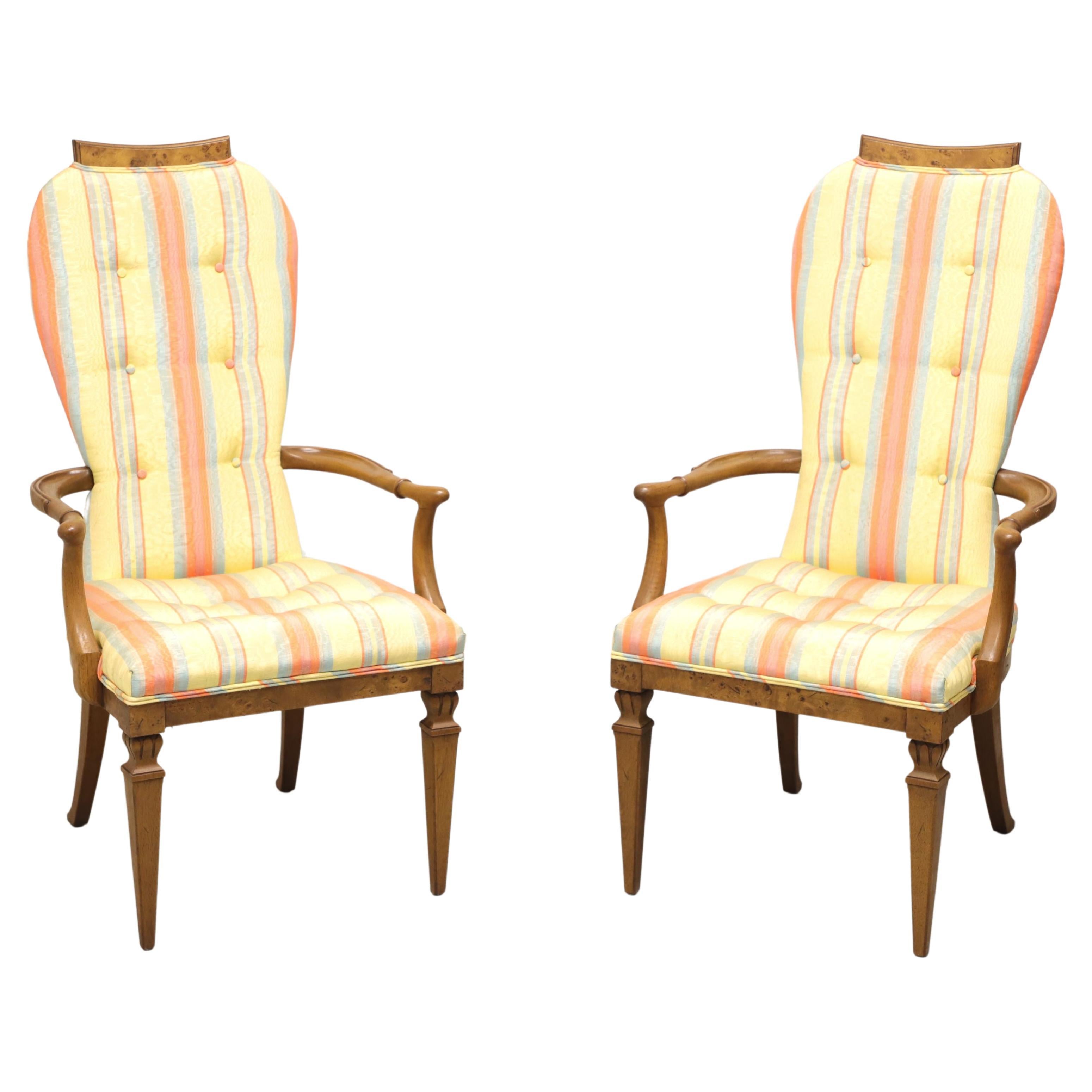 TOMLINSON 1960's Neoclassical Upholstered Dining Armchairs - Pair For Sale