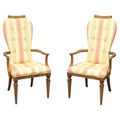 Retro TOMLINSON 1960's Neoclassical Upholstered Dining Armchairs - Pair