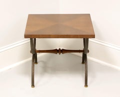TOMLINSON 1960's Walnut Square Cocktail Table with Metal Legs - A