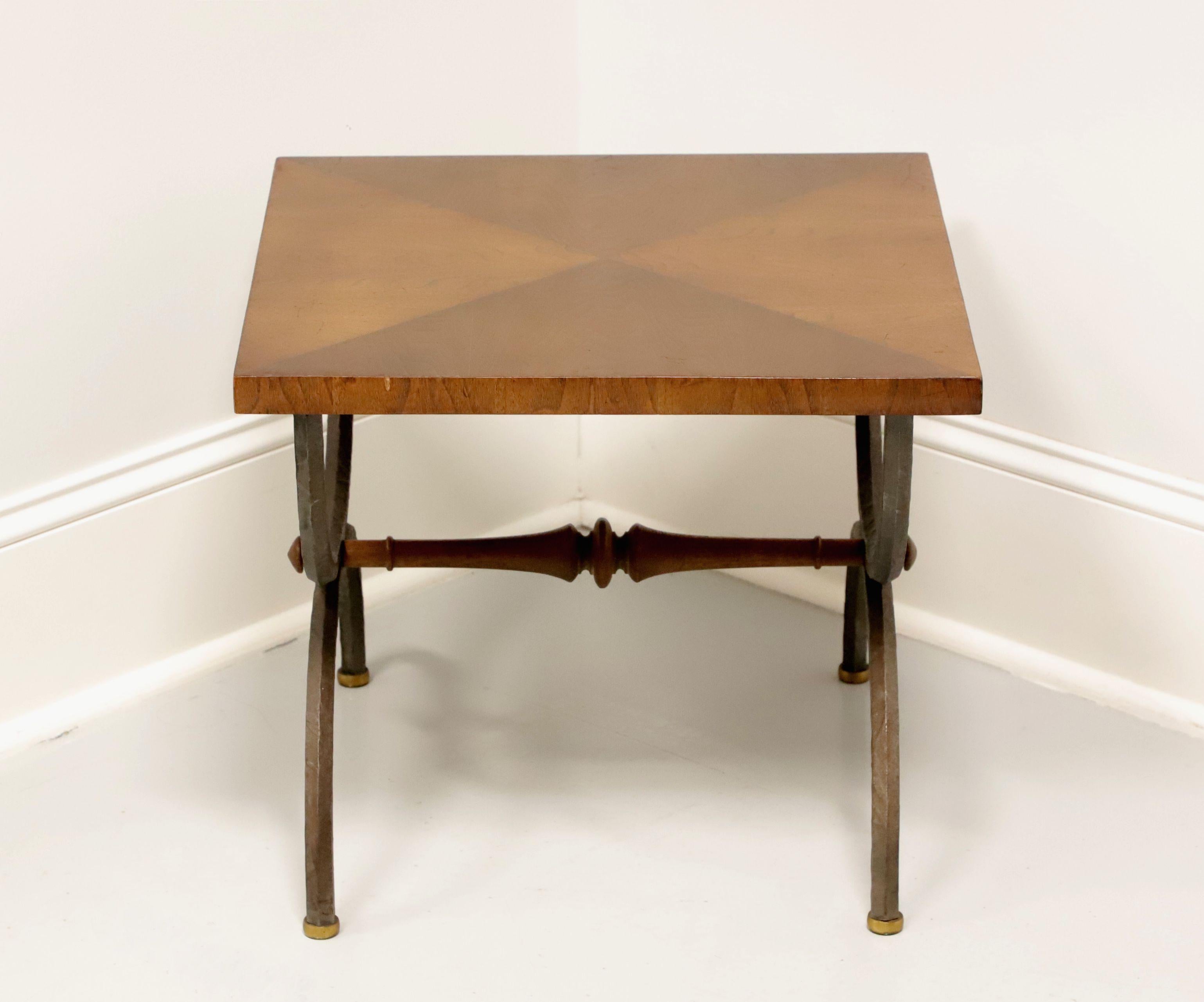 American TOMLINSON 1960's Walnut Square Cocktail Table with Metal Legs - A For Sale