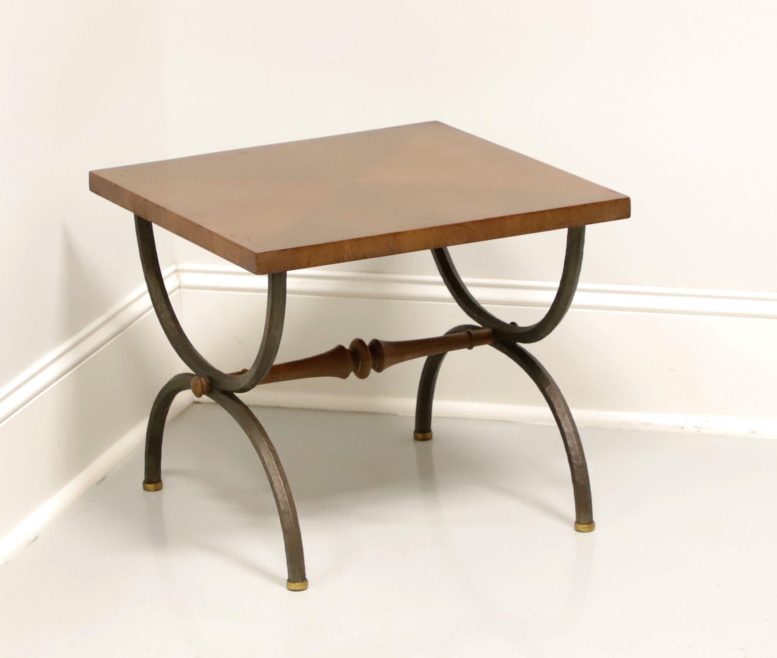 TOMLINSON 1960's Walnut Square Cocktail Table with Metal Legs - A For Sale 2